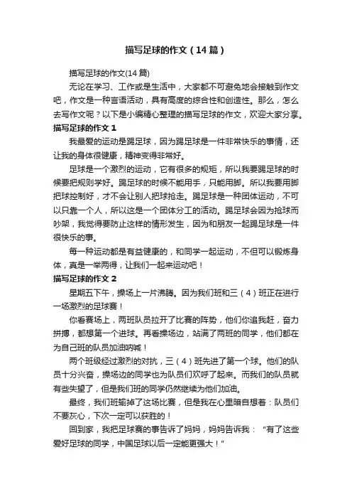 描写足球的作文（14篇）