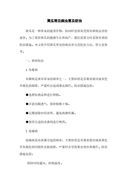 黄瓜常见病虫害及防治