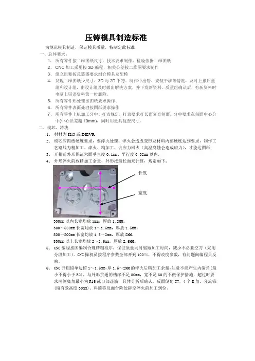 压铸模具制造标准