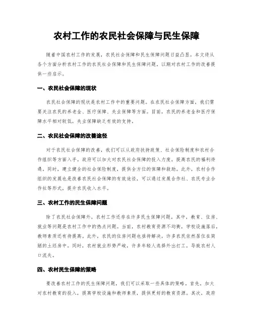 农村工作的农民社会保障与民生保障