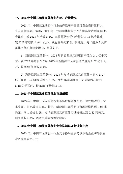 2024年中国三元前驱体行业产能产量市场规模与竞争格局行业集中度维持高位「图」