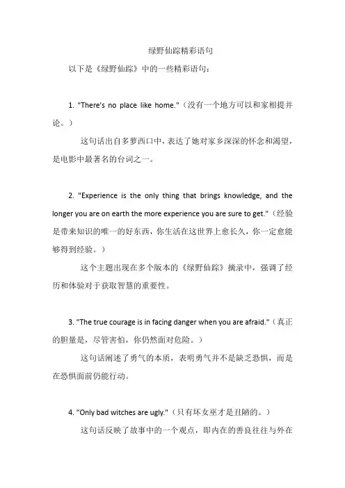 绿野仙踪精彩语句