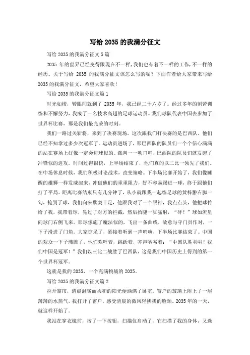 写给2035的我满分征文