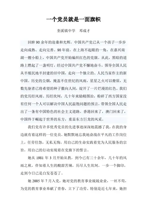 一个党员就是一面旗帜