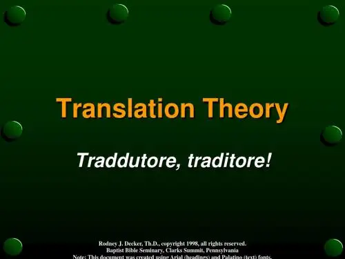 Translation TheoryTraddutore, traditore!