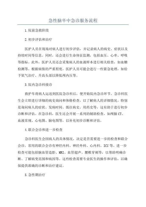 急性脑卒中急诊服务流程