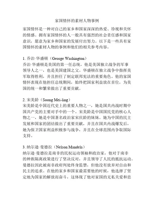 家国情怀的素材人物事例