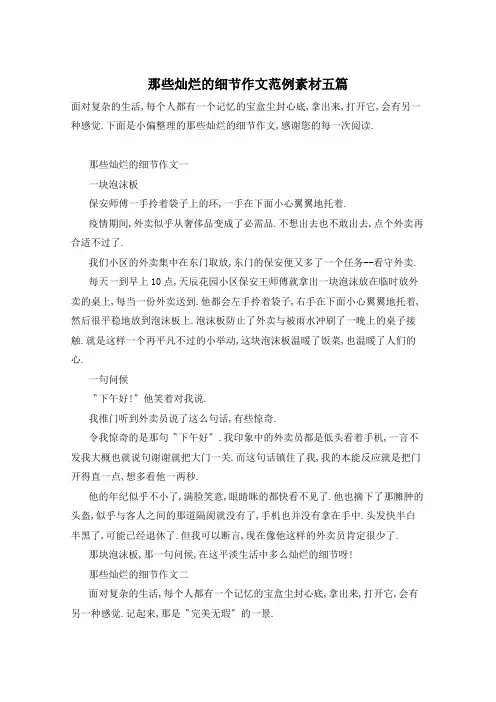 那些灿烂的细节作文范例素材五篇