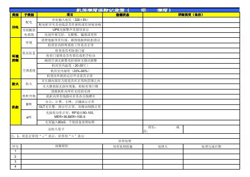 机房季度巡检记录表