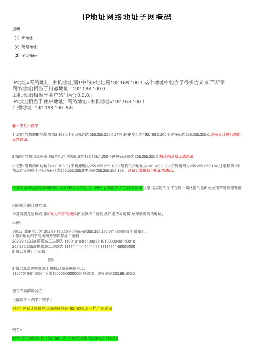 IP地址网络地址子网掩码