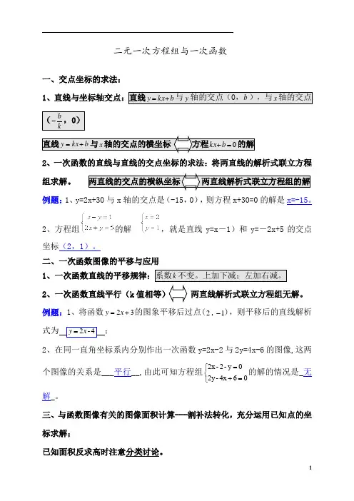 二元一次方程组与一次函数知识点总结