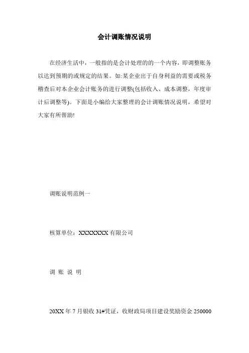 会计调账情况说明