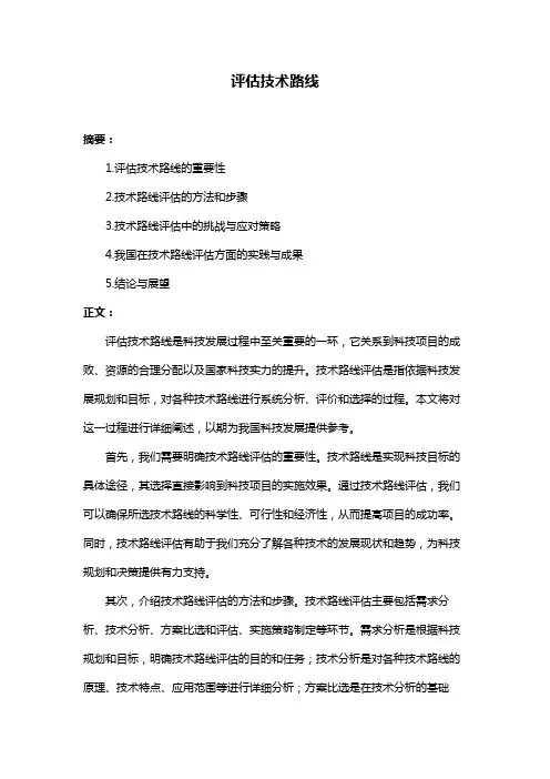 评估技术路线