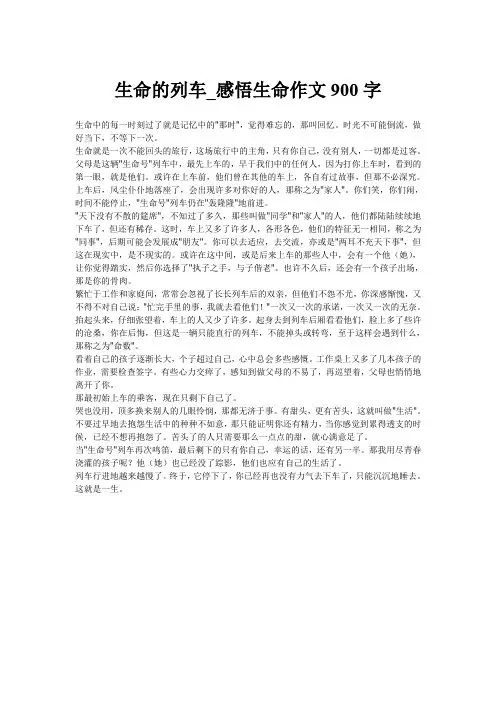 生命的列车_感悟生命作文900字