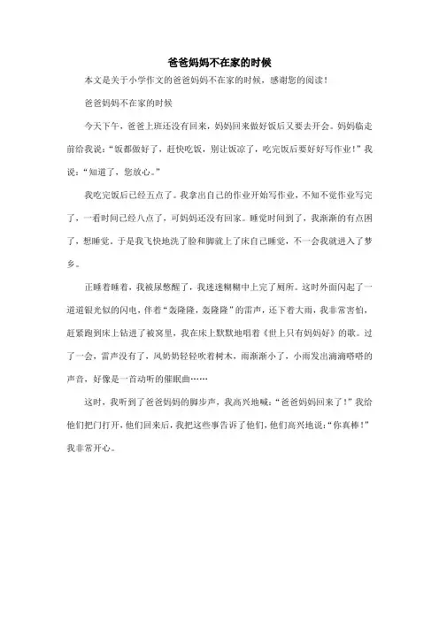 爸爸妈妈不在家的时候_小学作文