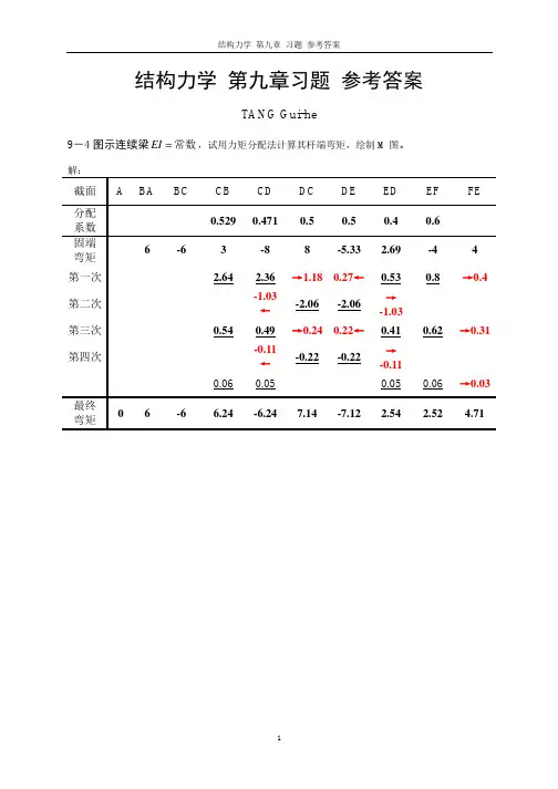 结构力学_第九章_作业参考答案