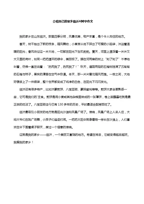 介绍自己的家乡临沂400字作文