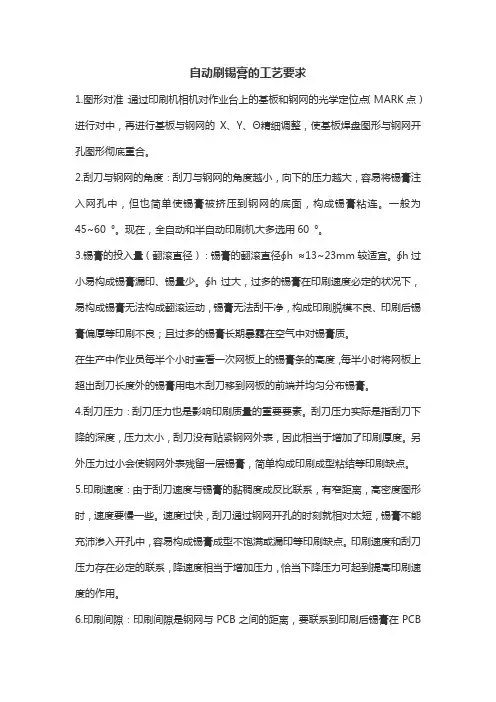 自动刷锡膏的工艺要求