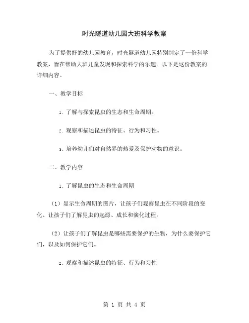 时光隧道幼儿园大班科学教案
