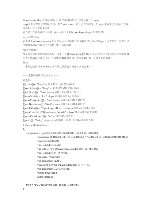 配置openLayers的缩放级别
