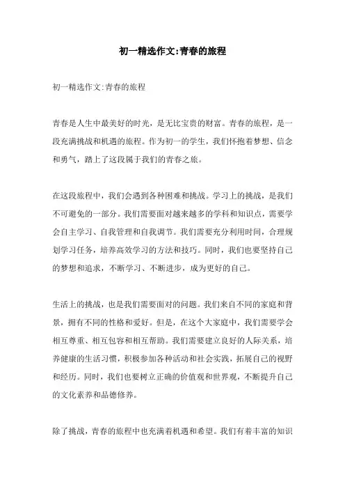 初一精选作文青春的旅程