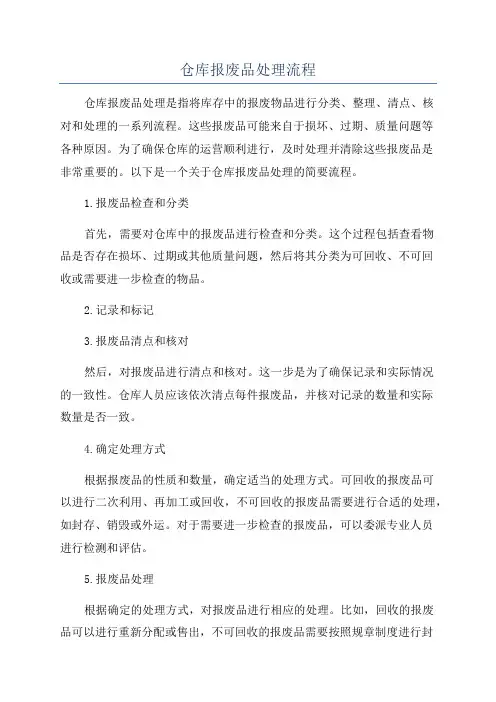 仓库报废品处理流程