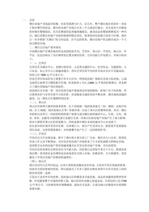 烟台市住宅地产分析报告