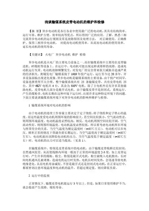 浅谈输煤系统皮带电动机的维护和检修