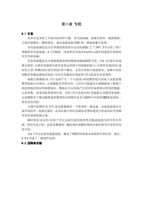 最新地震处理教程——第八章 专题