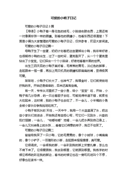 可爱的小鸭子日记3篇