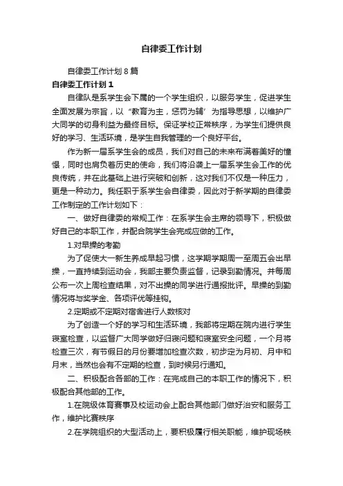 自律委工作计划