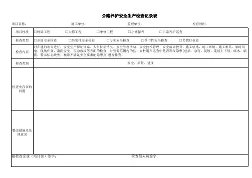公路养护安全检查记录表