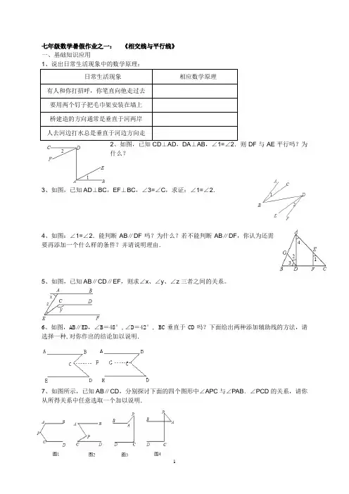 七年级(下)数学暑假作业