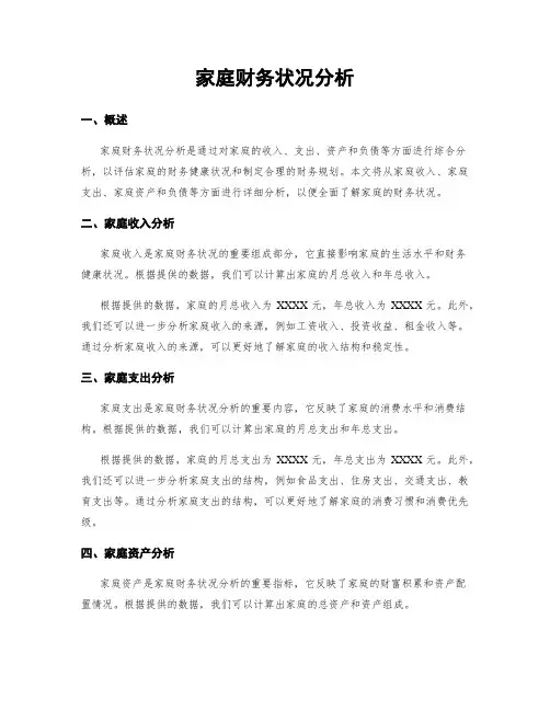 家庭财务状况分析