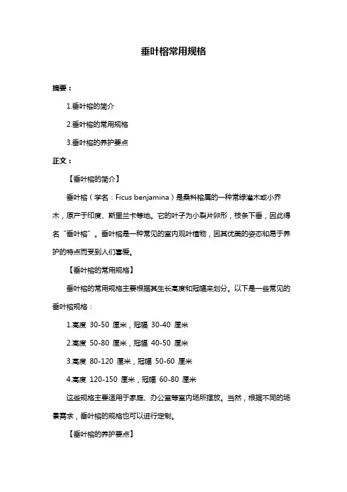 垂叶榕常用规格