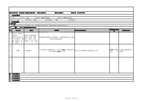 现场巡检工程缺陷反馈评估单