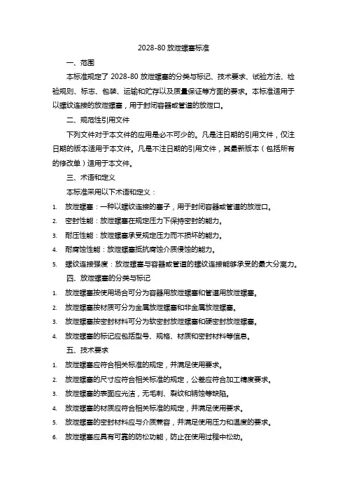 2028-80放泄螺塞标准