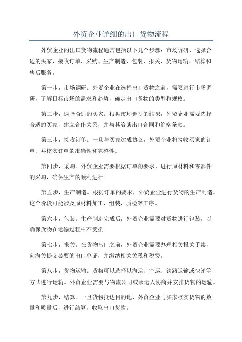 外贸企业详细的出口货物流程