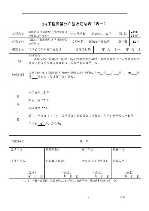 分户验收表格