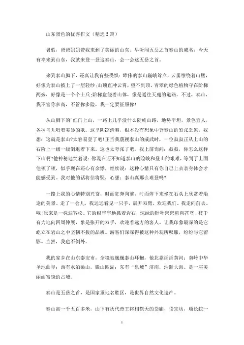 山东景色的优秀作文(最新)