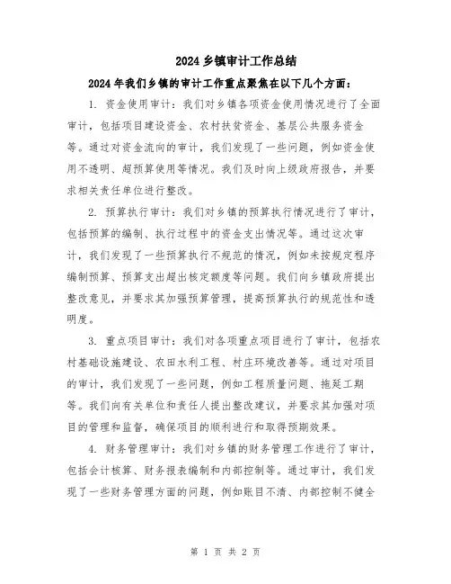2024乡镇审计工作总结