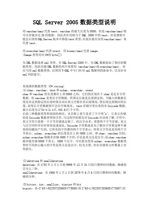 SQL Server 2005数据类型