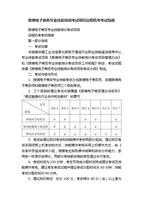 跨境电子商务专业技能培训考试项目远程机考考试指南