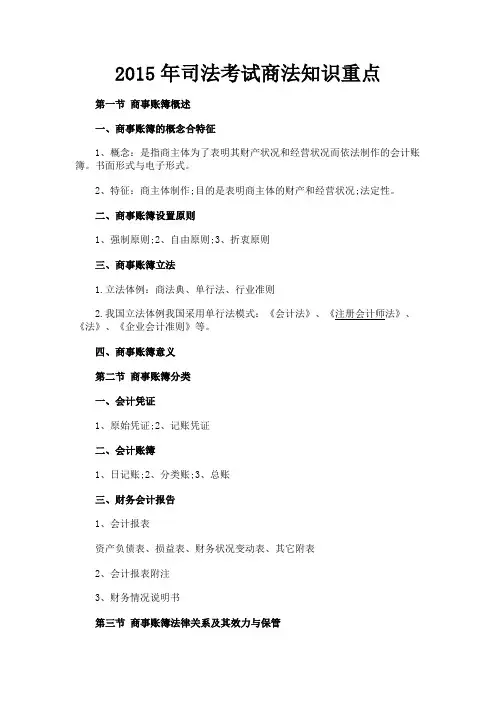 最新 2015年司法考试商法知识重点-精品