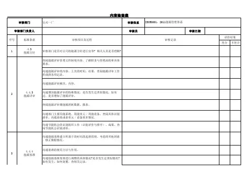 ISO50001能源管理体系内审检查表