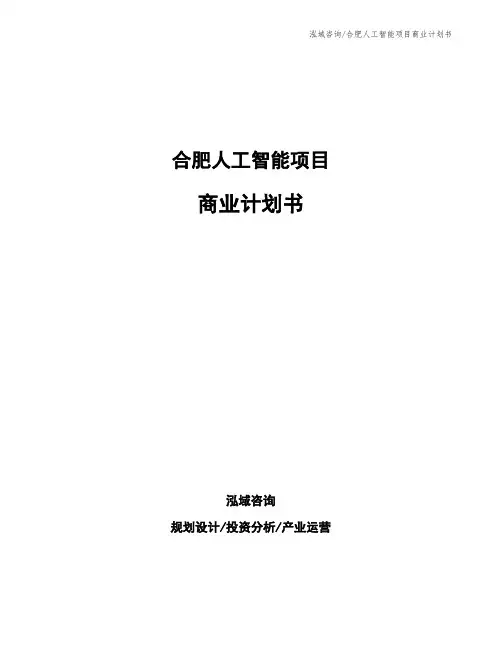 合肥人工智能项目商业计划书