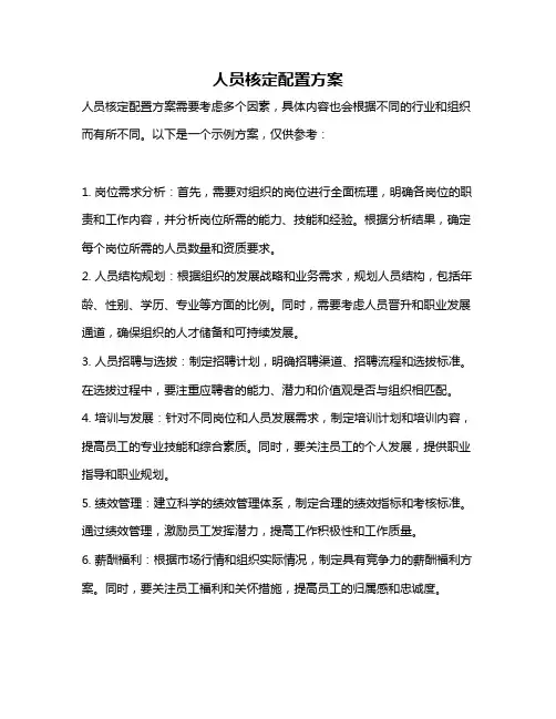 人员核定配置方案