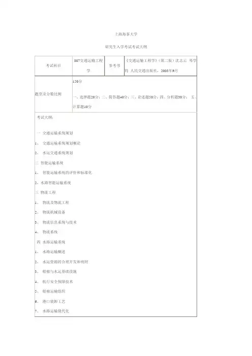 上海海事大学考试大纲
