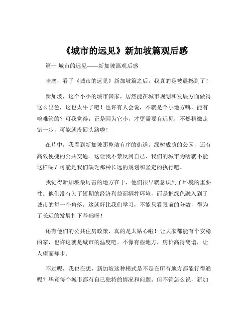 《城市的远见》新加坡篇观后感