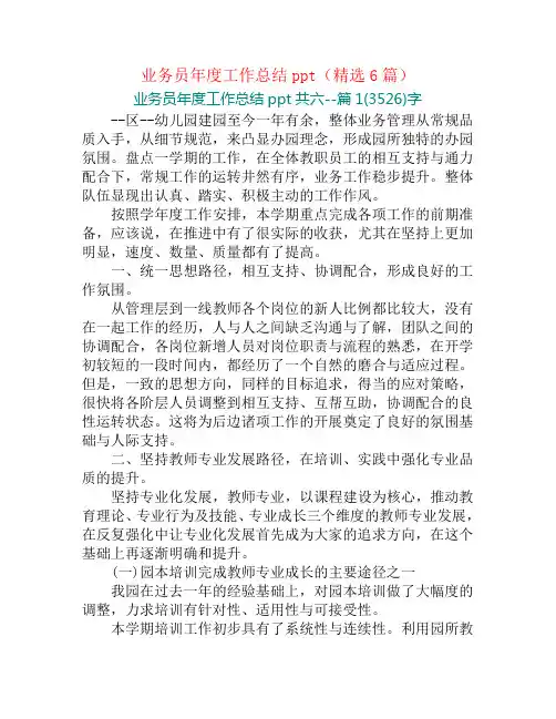 业务员年度工作总结ppt(精选6篇)